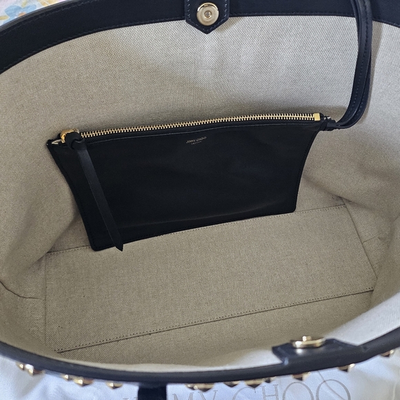 DIVORCE SALE! Jimmy Choo Nine2Five Studded Leather East-West Tote Bag - Picture 6 of 16